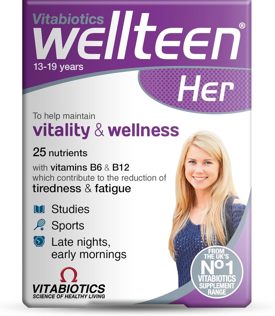 Vitabiotics Wellteen 그녀의 - 청소년과 젊은 여성을위한 영양 지원 13-19 - 30 정제
