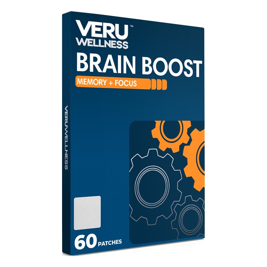 Veru Wellness Brain Boost Cognitive Patch - 매일 메모리, Altertness 및 초점 두뇌 지원 - Ginko Bilboa, Rhodiola Rosea, MCT (60 일)