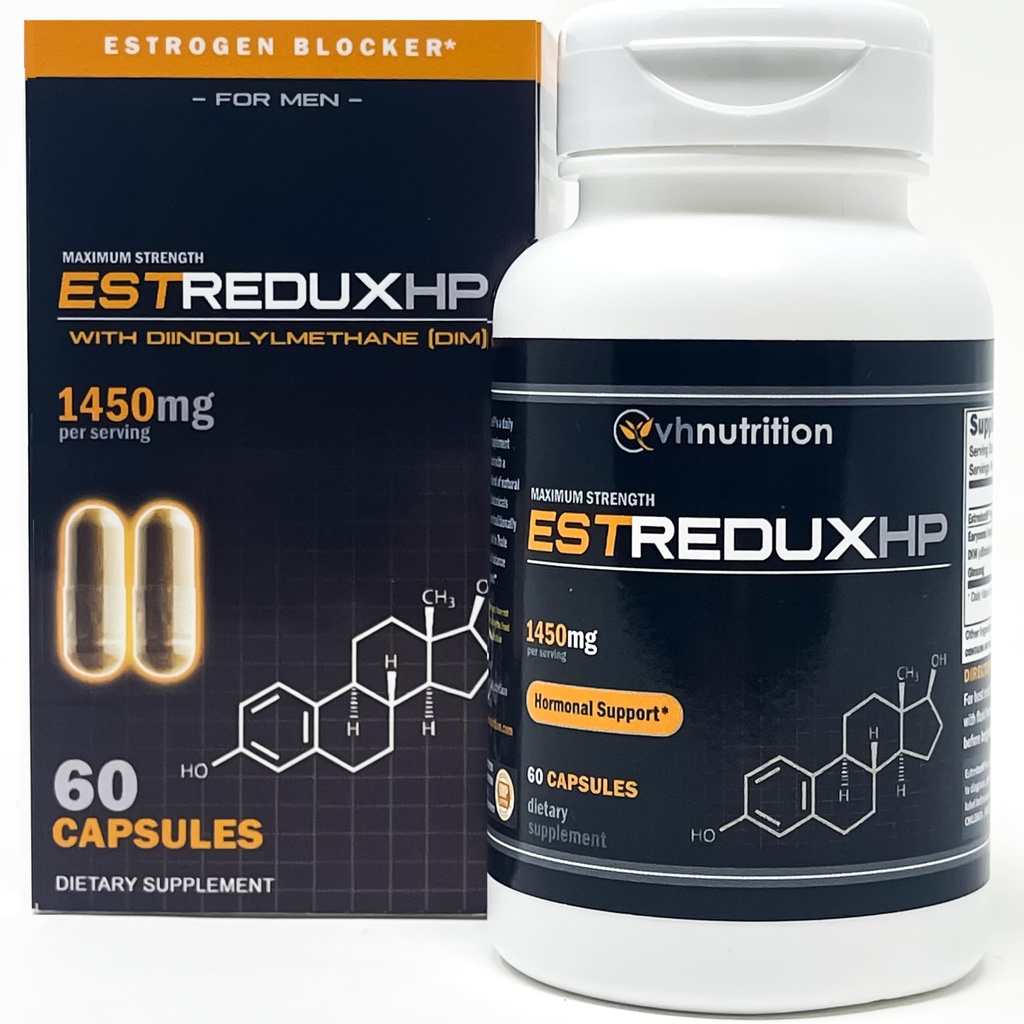 VH Nutrition ESTREDUX HP - with DIM | 남성용 에스트로겐 차단제* | 최대 강도 호르몬 지원 1450mg, Tongkat Ali, Ashwagandha | 60 캡슐