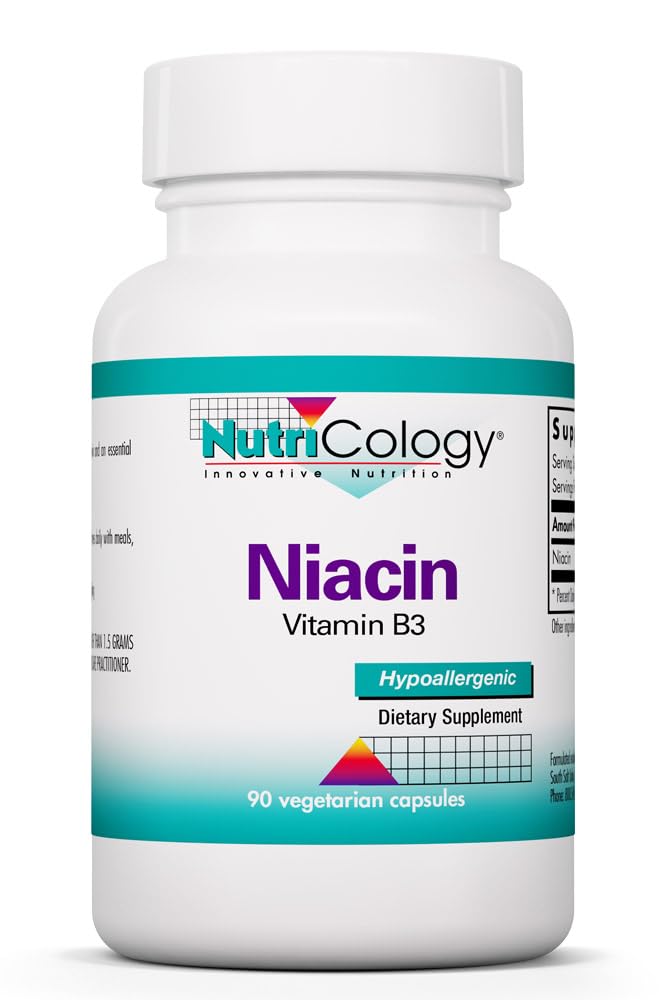 Nutricology Niacin 보충교재 - 남자 & 여자를 위한 비타민 B3, 홍조를 가진 Niacin, 니코틴산, NAD, 250mg 채식 캡슐 - 90 조사