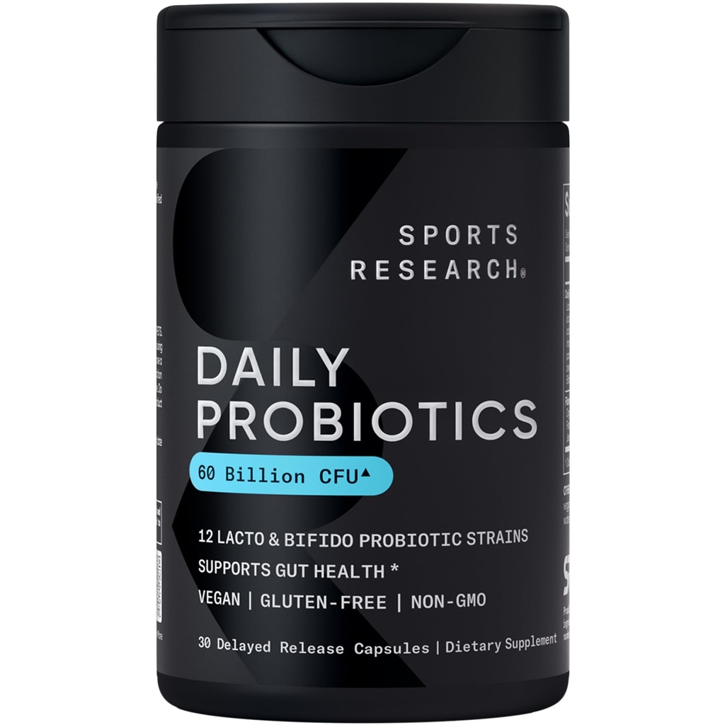 스포츠 연구 프리 바이오 틱스와 매일 프로 바이오 틱스, 60 억 CFU - Gut Health & Digestive Support, 여성 및 남성을위한 Probiotics - Non-GMO Verified & Gluten Free - 30 카운트