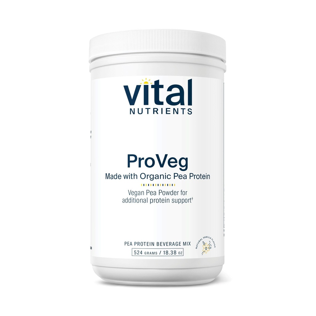 Vital Nutrients ProVeg Organic Pea Protein 524g | Vegan Pea Protein Powder | 23g Protein per 서빙 | 자연적인 바닐라 맛 | 글루텐, 낙농장, 소이 무료 | 비 GMO | 16 서빙