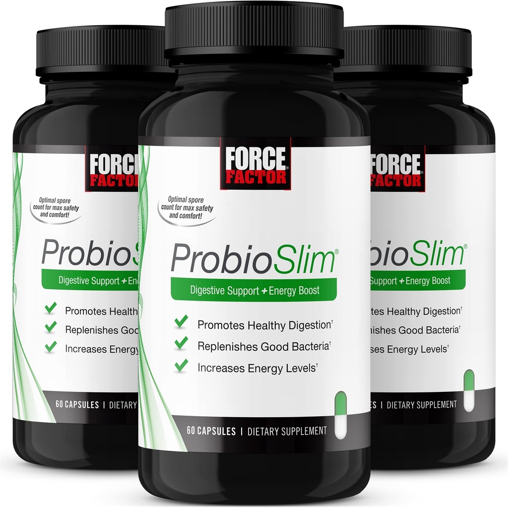ProbioSlim Probiotic 보충은 Probiotics와 Green Tea Extract를 가진 여성과 남성, 감소 가스, 부유, 변비, 지원 소화 건강 & Gut 건강, 180 캡슐 (3 팩)