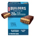 CLIF BUILDERS Protein Bar - 쿠키 'n 크림 맛 - 20g 공장 기반 단백질 - 글루텐 무료 - 비 GMO - 낮은 글리세라이드 - 인공 감미료 없음 - 2.4 oz. (12 팩)