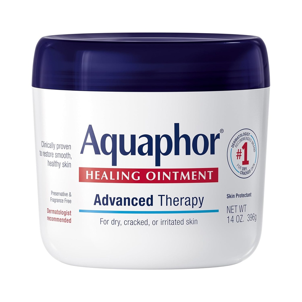 Aquaphor Healing Ointment, 고급 치료 피부 보호제, 다목적 치료 연고 및 바디 모이스처라이저, 건조, 금이 피부, 광부 커트 및 화상, 14 Oz 항아리