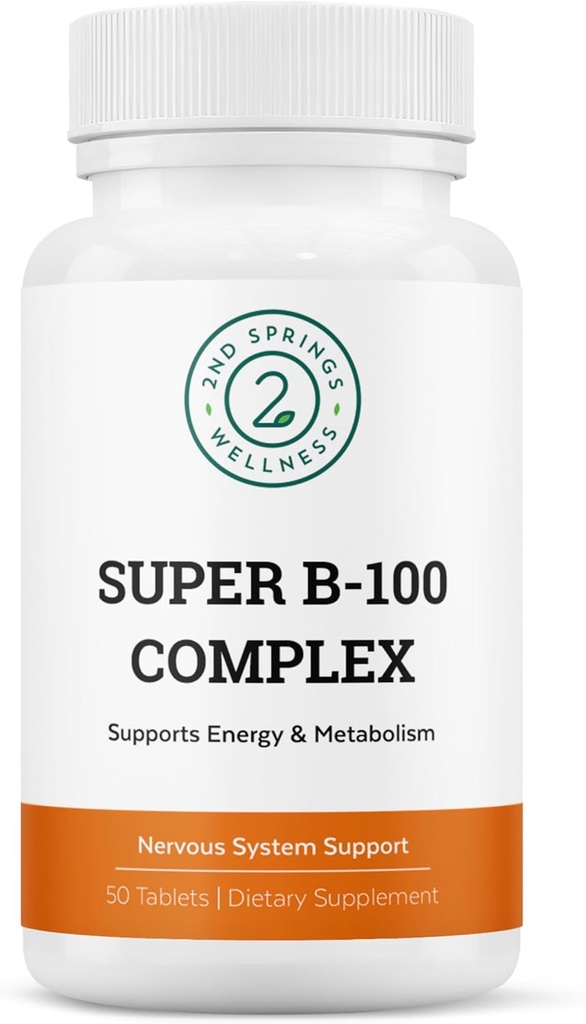Super B-100 Complex - B-6, B-12, Folate, Niacin, Biotin, Choline, Inositol 및 PABA 에너지, Metabolism, Brain 및 Nerve 지원