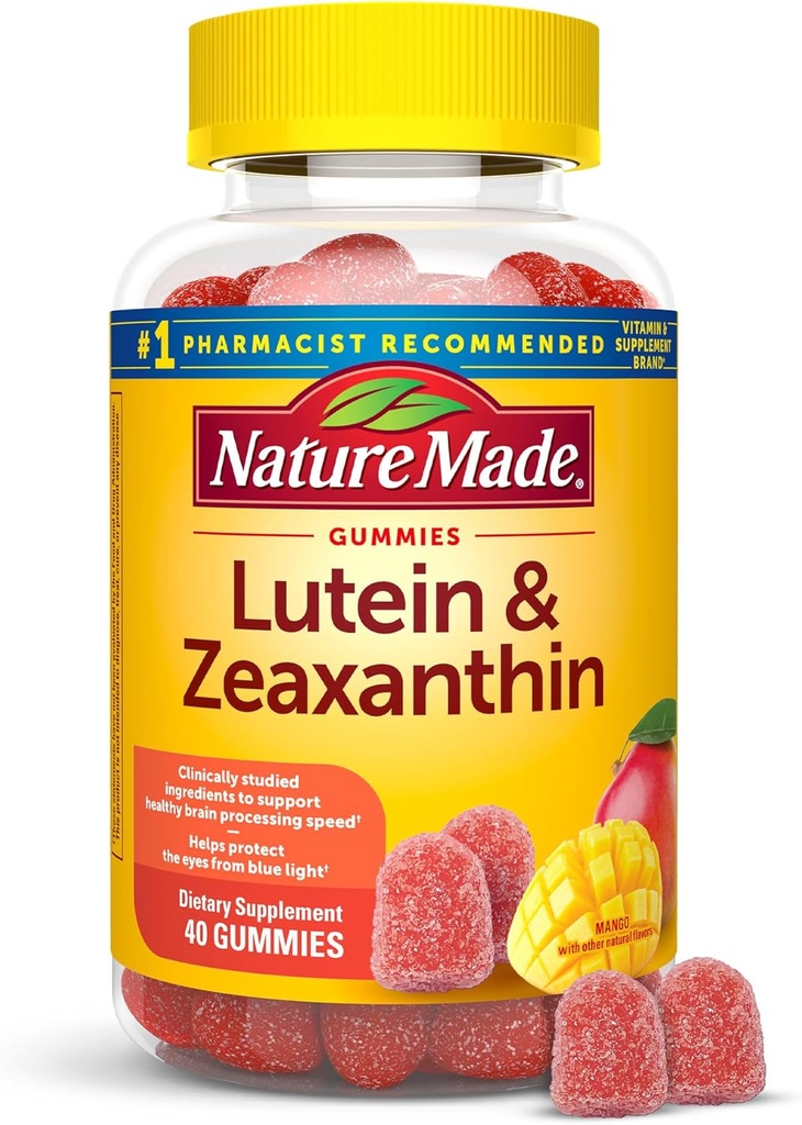 Nature Made Lutein & Zeaxanthin Gummies, 눈 및 두뇌 보충, 40 Vegan Gummies, 20 일 공급