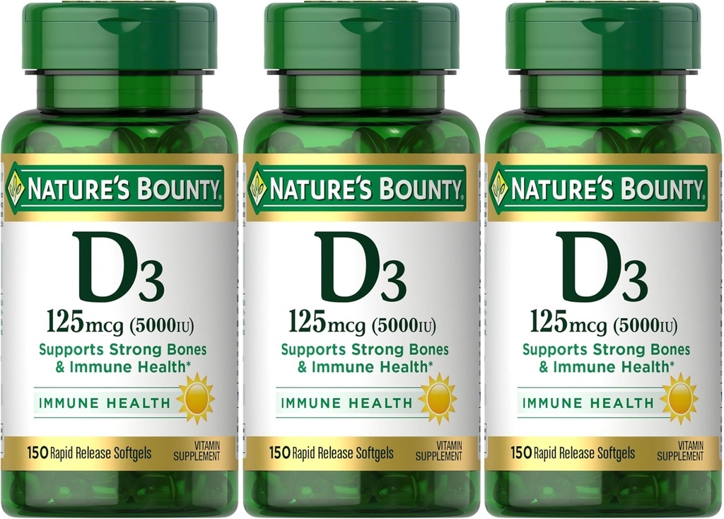 성격 Bounty 비타민 D3 125 mcg-5000 IU Softgels의 최대 힘 150 ea (3의 팩)