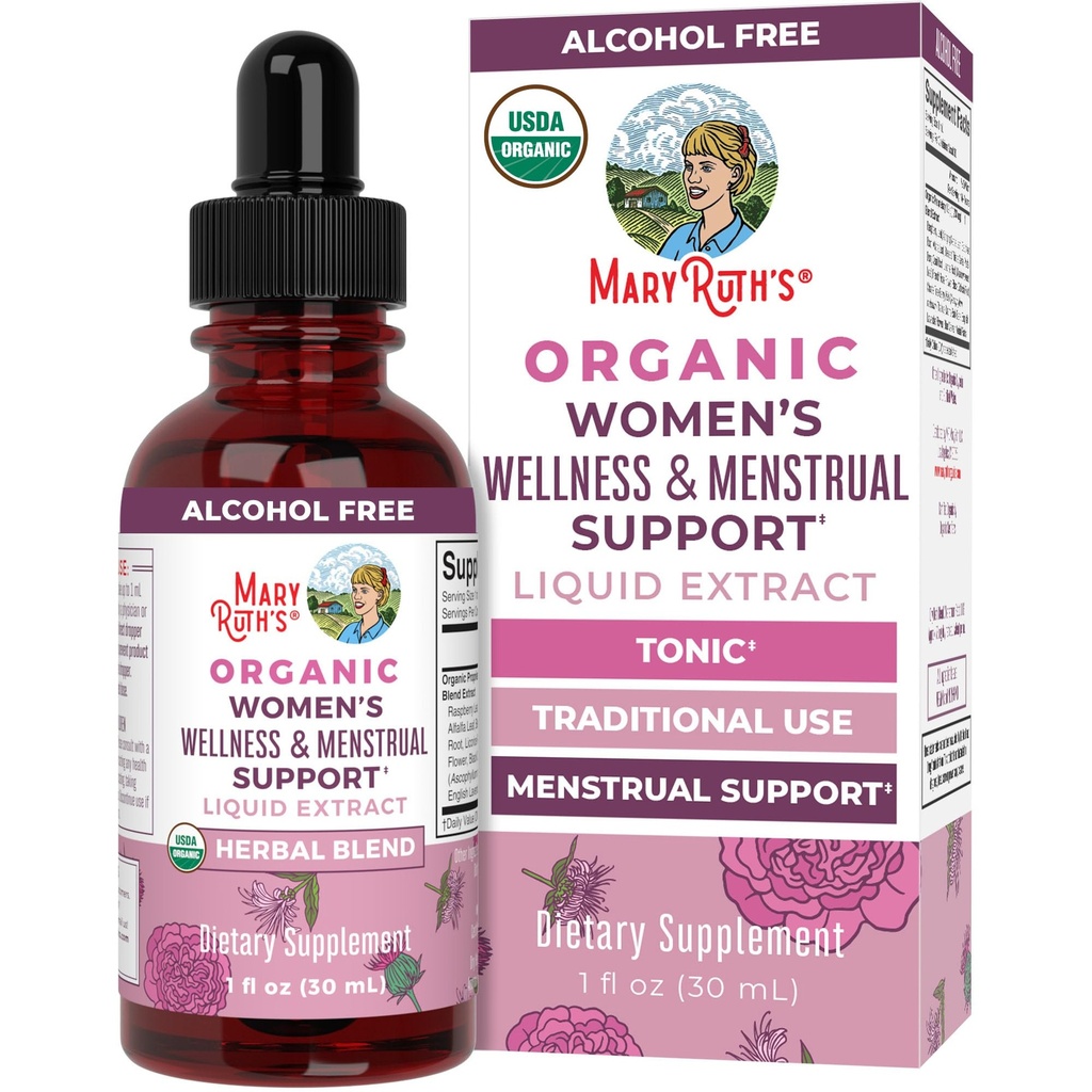 MaryRuth Organics USDA Organic Women's Wellness Liquid Herbal Supplements | 스팅 Nettle, Raspberry Leaf, Eleuthero Root, Chaste Tree Berry | 생리 지원 | 비 GMO, 비건