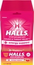 HALLS Relief + Energy Support, Strawberry Lemonade Cough Drops, 25 Drops의 12 백 (300 총 드롭)