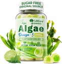 오메가 3 여자 & 남자를 위한 조류 기름 (DHA 640mg & EPA 290mg)에서 Gummies 2200mg, Vegan 오메가 3 물고기 기름 대안, w/CoQ10, Astaxanthin, 비타민 A, E, 두뇌를 위한 D3, 눈, 산화 방지제, 설탕 자유로운, 1Pack