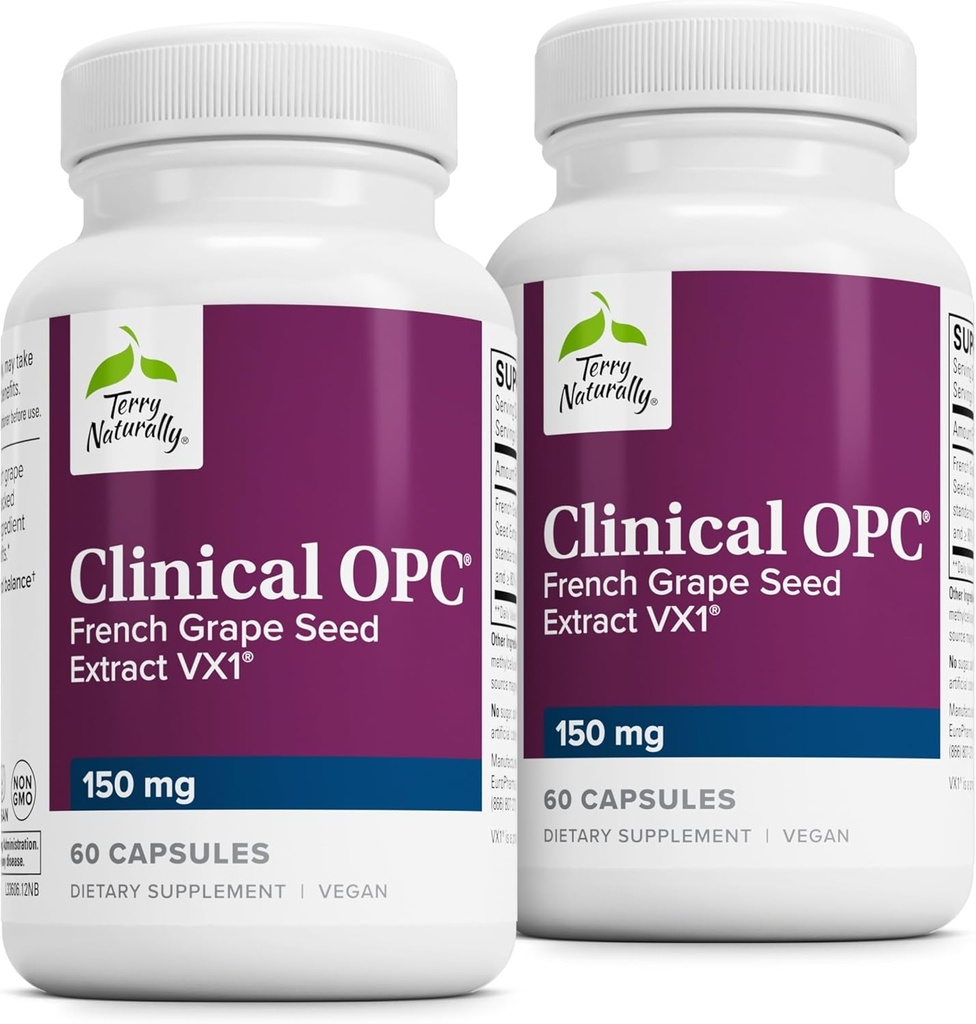 Terry Naturally Clinical OPC - 심혈관 건강 및 초점 지원 보충교재 - 포도씨 추출물 & 해바라기 Lecithin를 가진 규정식 보충교재 - 면역 지원 - 150 mg, 60 Softgels (2의 포장)