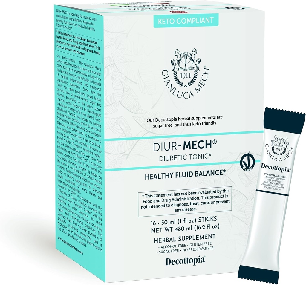 Gianluca Mech - 지팡이, 16x30ml에 있는 Diuretic를 가진 몸 액체의 배수 기능을 가진 Keto Compliant Diuretic 토닉