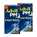 Advil PM Liqui-Gels Pain Reliever 및 야간 수면 보조, 통증 완화 및 수면 보조를위한 Diphenhydramine HCL에 대한 Ibuprofen과 통증 의학 - 2x80 액체 채워진 캡슐