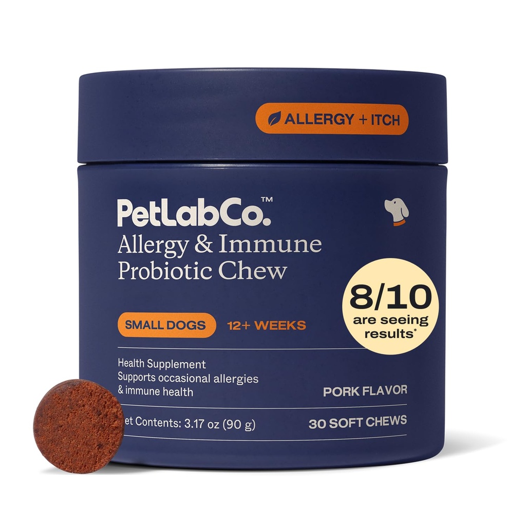 PetLab Co. Allergy & Immune Daily Probiotics for Dogs. Yeast Production, Seasonal Allergies, Intermittent Itchiness, Gut & Digestive Health - 작은 개를위한 30 Chews - 포장 May Vary