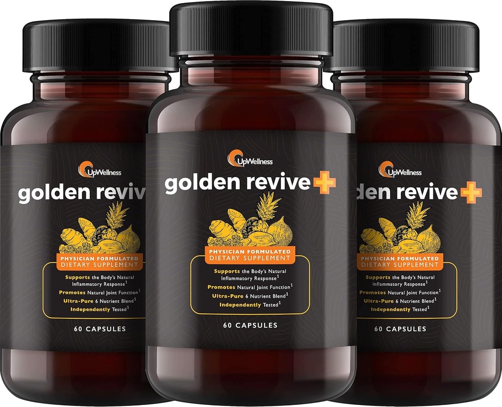 UpWellness 황금 잔물결 + 합동 지원 보충교재는 까만 고추, Quercetin 및 마그네슘 심황 Boswellia 보충교재를 특색짓습니다 - 6 활동적인 성분 - 60의 캡슐, 3 팩