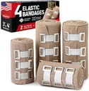 우수한 탄력 있는 붕대 포장 - 4pk (2x3in, 2x4in) + 12 여분 클립 - 손목, 발목, 발 및 무릎을 위한 강한 압축 붕대 포장