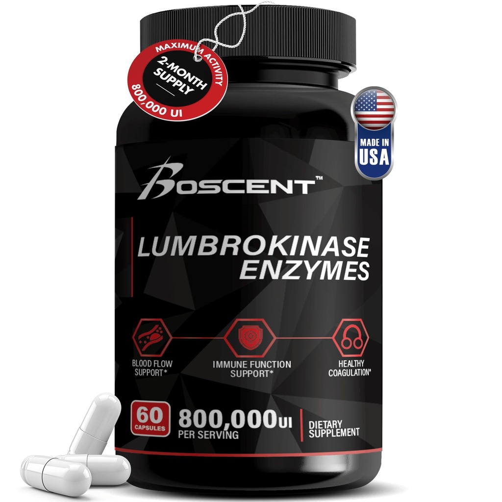 Lumbrokinase 보충교재 40mg (60의 캡슐) - 최대 활동 800,000 UI - 순수한 Lumbrokinase 효소 소화 효소, 혈청 Nattokinase 보충교재, 실험실 시험되는, 비 GMO 보다는 더 나은