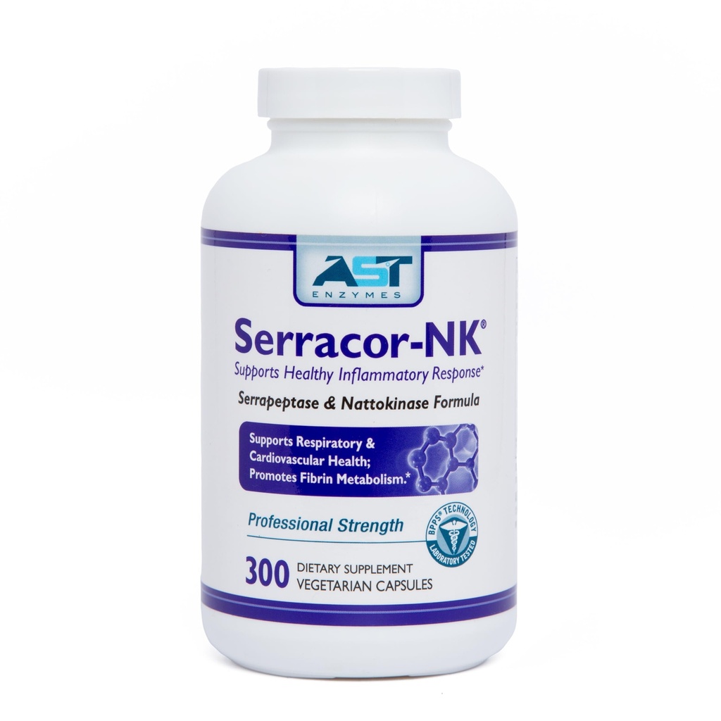 Serracor-NK – 300 채식 캡슐 – 순환 및 호흡 지원 – 자연 조직 효소 공식 – 산 저항하는 Serrapeptase & 산 저항하는 Nattokinase를 포함합니다