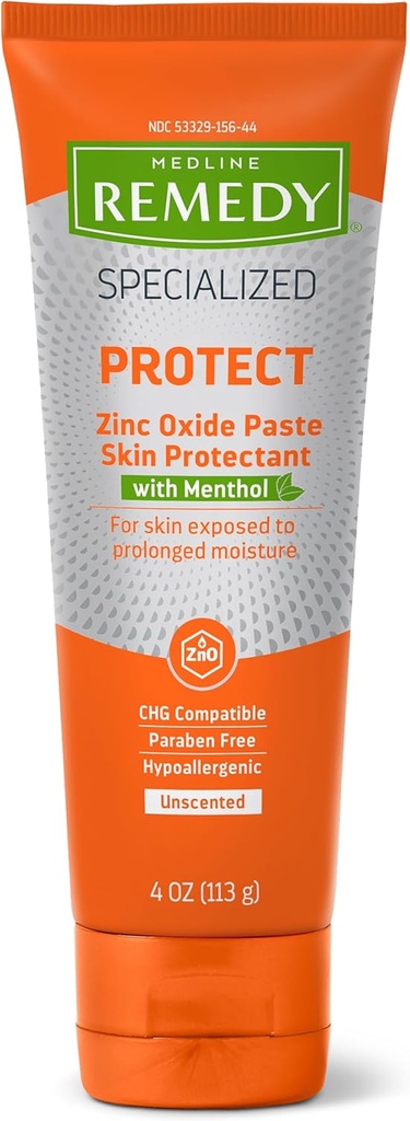 Medline Remedy Menthol (4개 oz 관)를 가진 전문화된 아연 산화물 풀, 비 향기롭게 하는, Calamine, Incontinence 배려, Diaper 돌진, 습식 보호, Hypoallergenic, Paraben는, 성인, 소싱 해방합니다