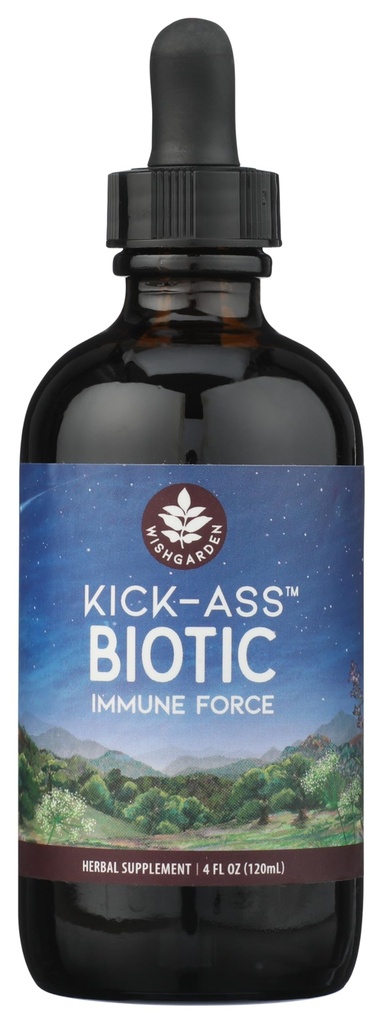 WishGarden 허브 Kick-Ass Biotic Immune 영웅 - Usnea Lichen, Hop, Echinacea & Goldenseal와 식물 기반 초본 생물 공식, 건강한 면역, 호흡 및 림프 시스템 기능, 4oz