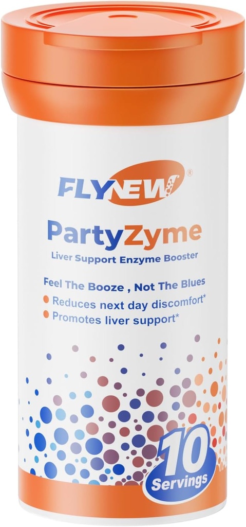 PartyZyme for Post-Celebration wellness, Sober Up Pill, Better Morning, Party 스마트 지원, Liver Support, Natural Enzyme Booster Made in USA, NADH, DHM, L-Theanine, VITAMIN C, 10 Tablets, GMP