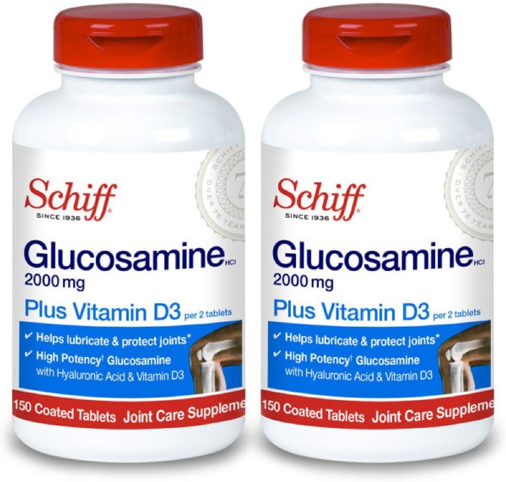비타민 D3와 Hyaluronic 산, 150 정제를 가진 Schiff Glucosamine 2000mg - 합동 보충교재 (2의 포장)