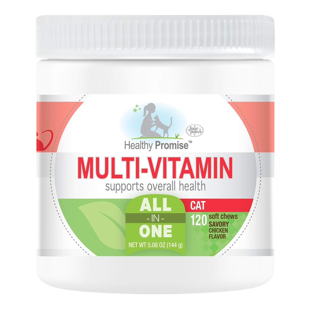 4 Paws 건강한 약속 고양이 Multivitamin 연약한 Chews 120 조사