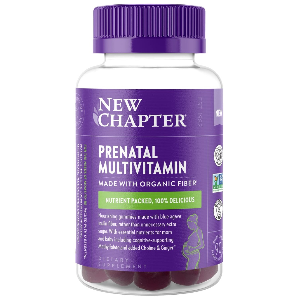 새로운 장 Prenatal Multivitamin Gummies – 67% 적은 설탕, Methylfolate, 비타민 D3, Choline + Ginger, Non-GMO, 글루텐 무료, Berry Citrus, 90ct를 가진 엄마 & 건강한 아기를 위한 Prenatal Gummies