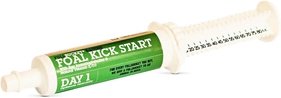 FullBucket Equine Foal Kickstart Paste - 건강한 면역력, 1 튜브를 지원하는 Day 1에서 신생아 Foals에 이상적