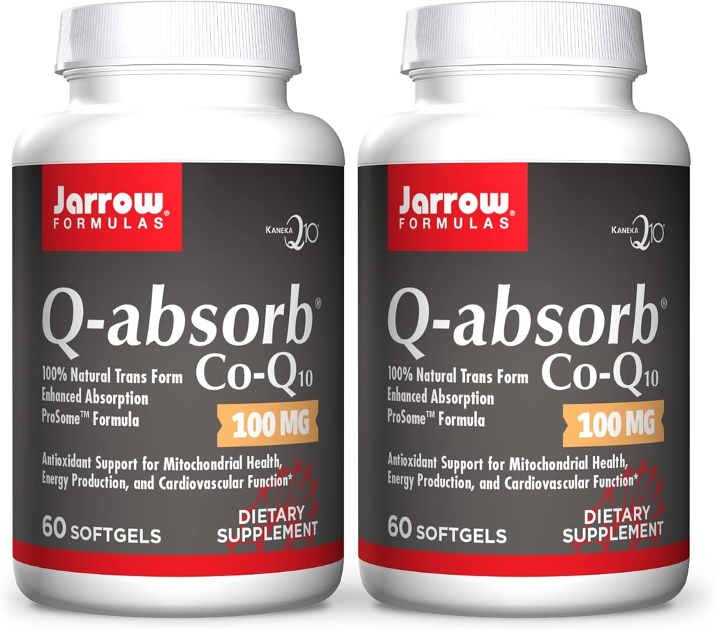 Jarrow 공식 Q-Absorb Co-Q10 100 mg - 60 Softgels, 2의 팩 - 높은 흡수 Co-Q10 - Mitochondrial 에너지 생산 & 심장 혈관 건강을 위한 산화 방지제 지원 - 120까지 총 서빙