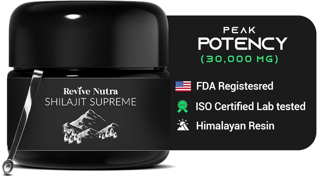 남성과 여성용 Shilajit - 고전력 Himalayan Shilajit 수지, 90 일 진공, 85 + Trace 무기물 및 Fulvic 산, 실험실 테스트 - 에너지 부스트를위한 입증 | 면역 지원, 30g