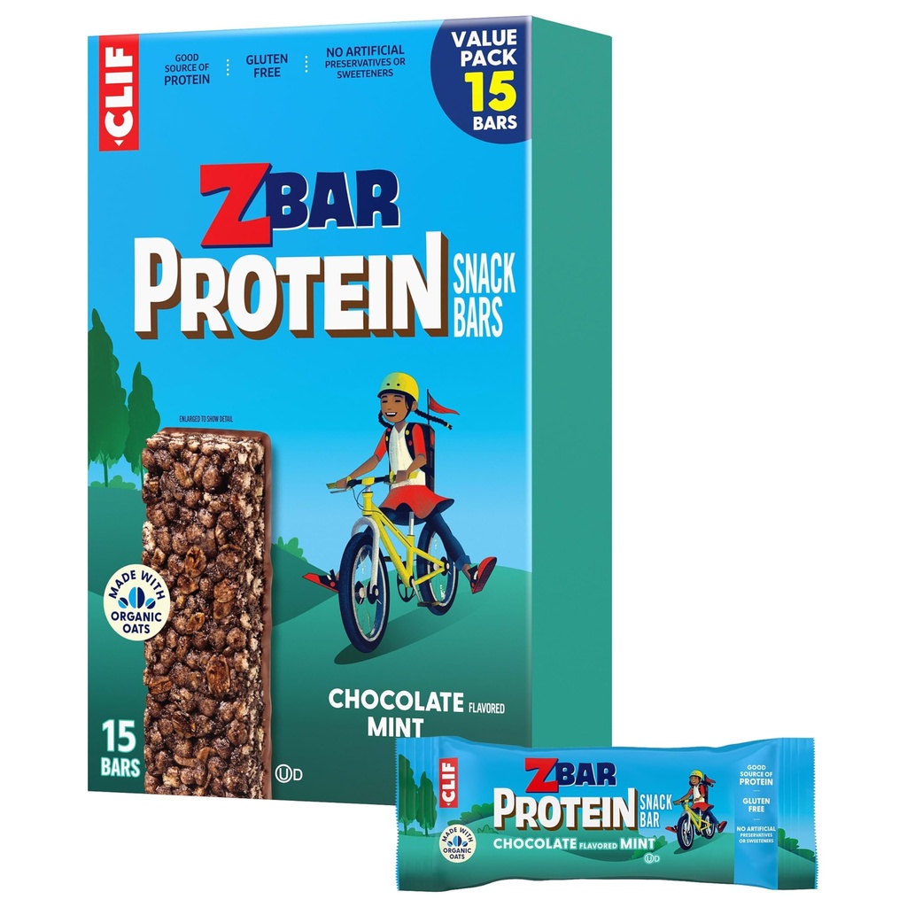 Zbar Protein - 초콜릿 맛 민트 - Crispy Snack Bar - 유기 귀중품 - Non-GMO - 5g Protein - 글루텐 무료 단백질 바 (15 팩)