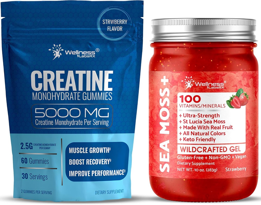 WELLNESS LABSRX Sea Moss Gel Strawberry 크레아틴 Gummies