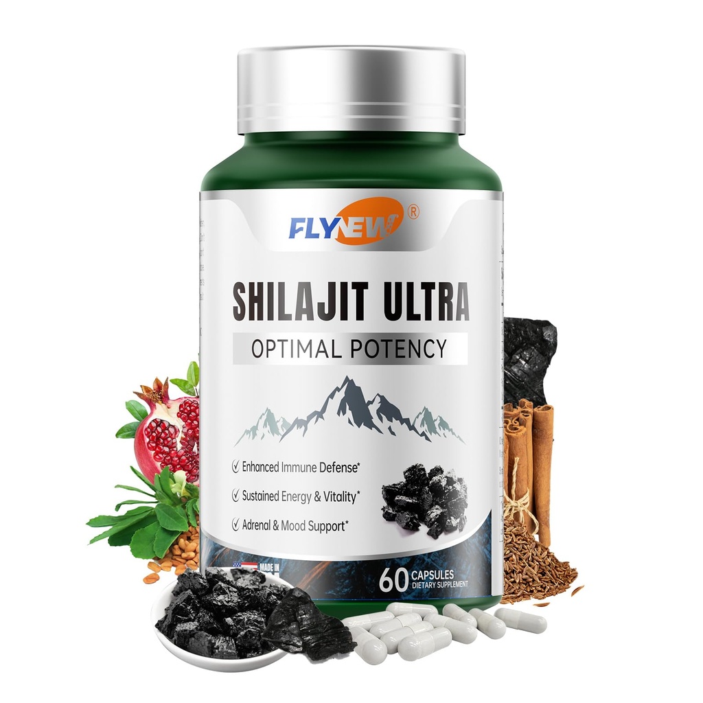 남자 여자를 위한 Shilajit, 자연적으로 Fulvic 산 & L 아르기닌을 가진 Shilajit, 여분 힘을 위한 Himalayan Shilajits, Stamina & Immune 지원, 비 GMO, 미국에서 만드는, 60의 캡슐, 서빙 당 1300mg