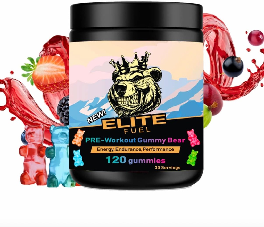 Pre Workout Gummies Elite Fuel - Endless Energy, Instant Strength Gain, Intense Pump, 향상된 에너지 출력 및 향상된 Athletic Performance, Endurance Performance