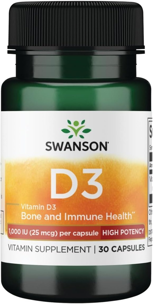 Swanson 높은 효능 비타민 D-3 1000 Iu (25 mcg) 30 캡슐