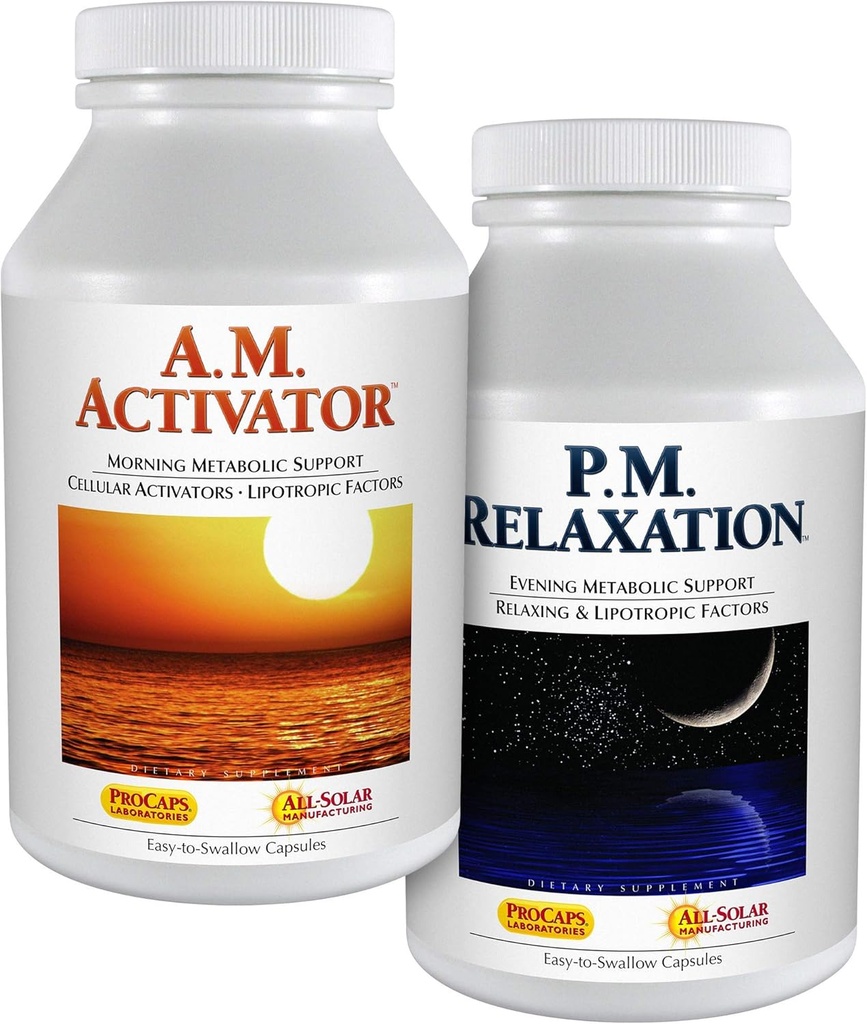 ANDREW LESSMAN A.M. 활성제와 P.M. Relaxation Kit - 각 30 캡슐 - A.M. 활성제는 P.M 동안 에너지와 지방 대사를 촉진합니다. Relaxation는 휴식의 수면을 유지