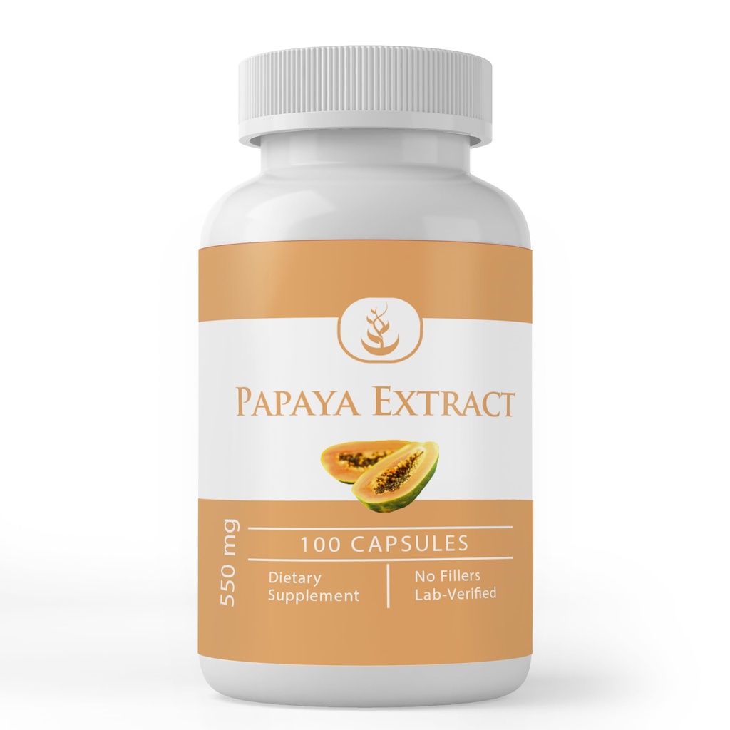 PURE ORIGINAL INGREDIENTS Papaya 추출물, (100 캡슐) 항상 순수, 첨가제 또는 필러 없음, 실험실 검증