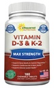 K2 보충교재 180 Chewable 정제, 최대 힘 D-3 Cholecalciferol & K-2 MK7를 가진 aSquared 영양 비타민 D3 건강한 뼈, 이, 심장 - 산화를 억제하는 D3 & K2 MK-7 에너지 공식 성인