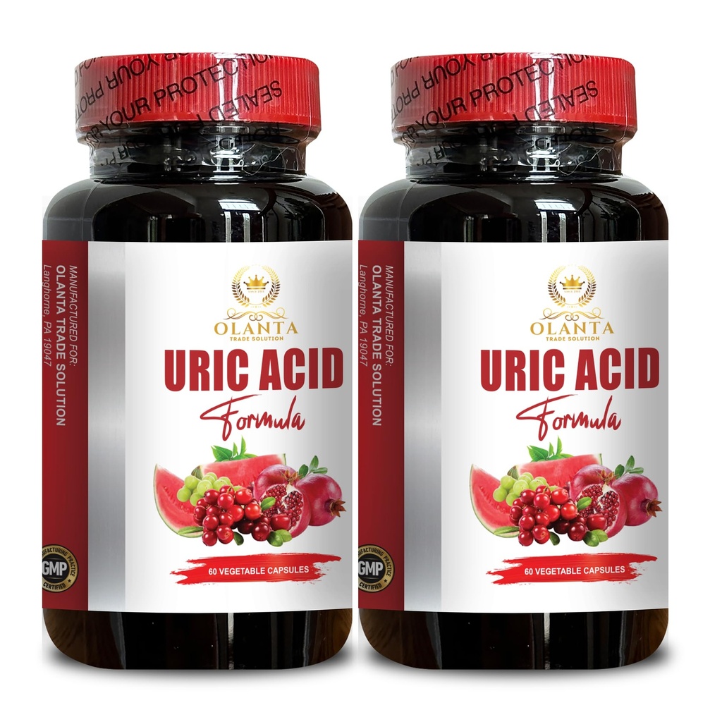 URIC 산 - Urinary Tract 지원, 고급 초본 공식, 타트 체리, 셀러리 추출물, 심황, 우릭 산 균형, 합동 건강 - 2 병 120 캡슐