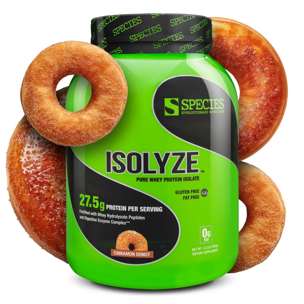 Species 영양 Isolyze Whey Protein Powder, 100 % Whey Isolate 근육 건물, 27.5g Protein Per Scoop, No Sugar & Low Fat (Cinnamon Donut, 44 서빙)
