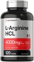 Horbäach L-Arginine HCL 4000mg | 120 Caplets | 남성용 아미노산 | Nitric 산화물 보충교재 | Vegetarian, Non-GMO, 글루텐 무료 보충