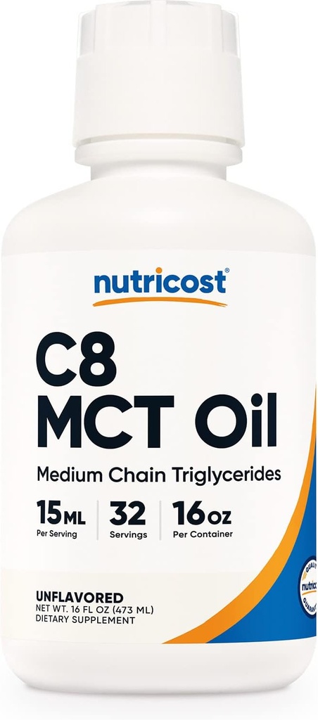 Nutricost C8 MCT 오일 16oz - Keto, Paleo, 비 GMO