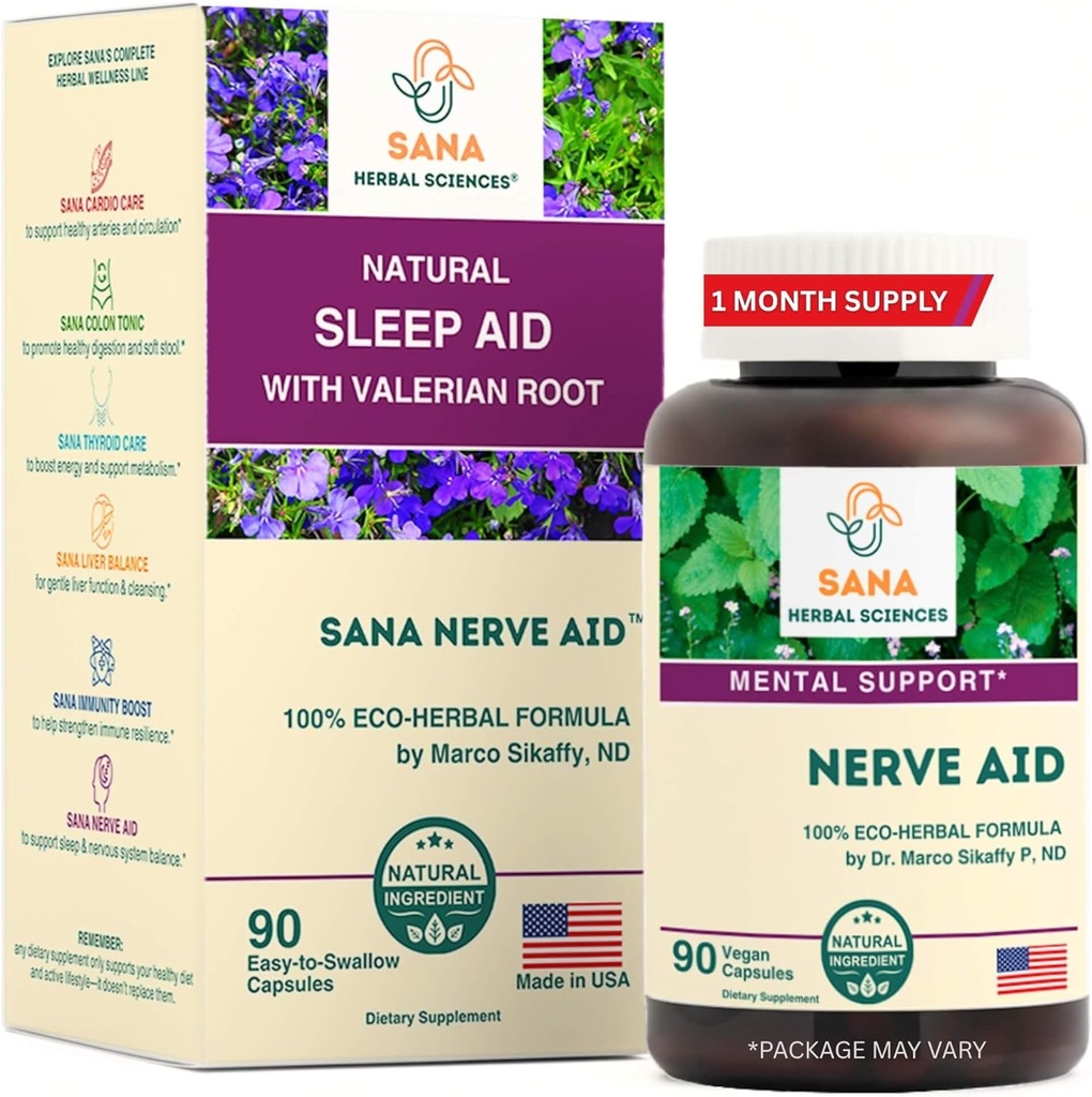 Valerian Root Natural Sleep Aid Formula for Adults with Organic Skullcap, Lobelia & More - 90 캡슐 - 박사. Marco Sikaffy | 산나 허브