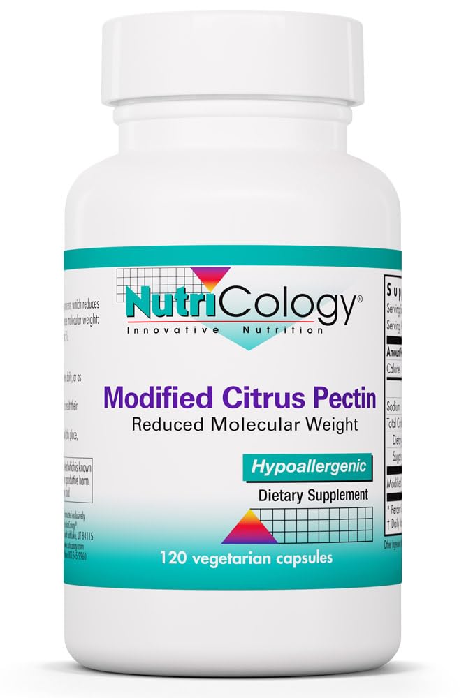 Nutricology는 Gut 지원을 위한 Citrus Pectin 보충교재를 수정했습니다 - 남자 & 여자를 위한 변경한 Citrus Pectin 캡슐, Hypoallergenic, 글루텐 자유로운, 감소된 분자량 - 120 채식주의자 캡슐