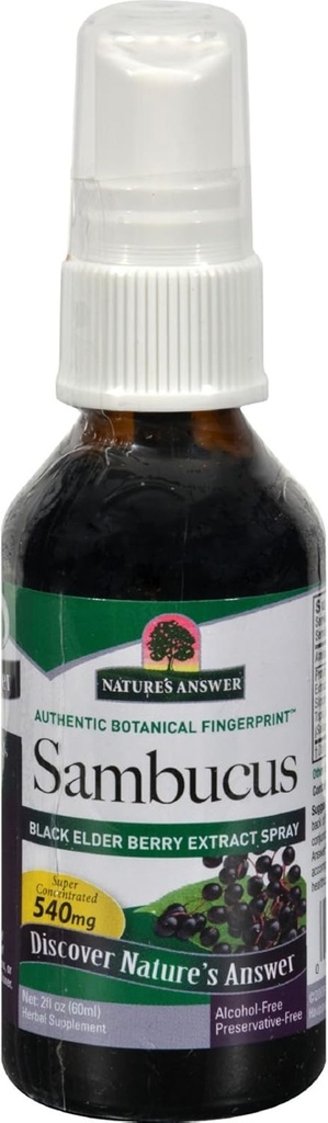 자연의 답변 Sambucus Syrup Extract Spray 2 Fluid Ounces | Immune Booster on the Go | 여행 친화적 인 | 항 산화제 풍부한 | 천연 면역 지원