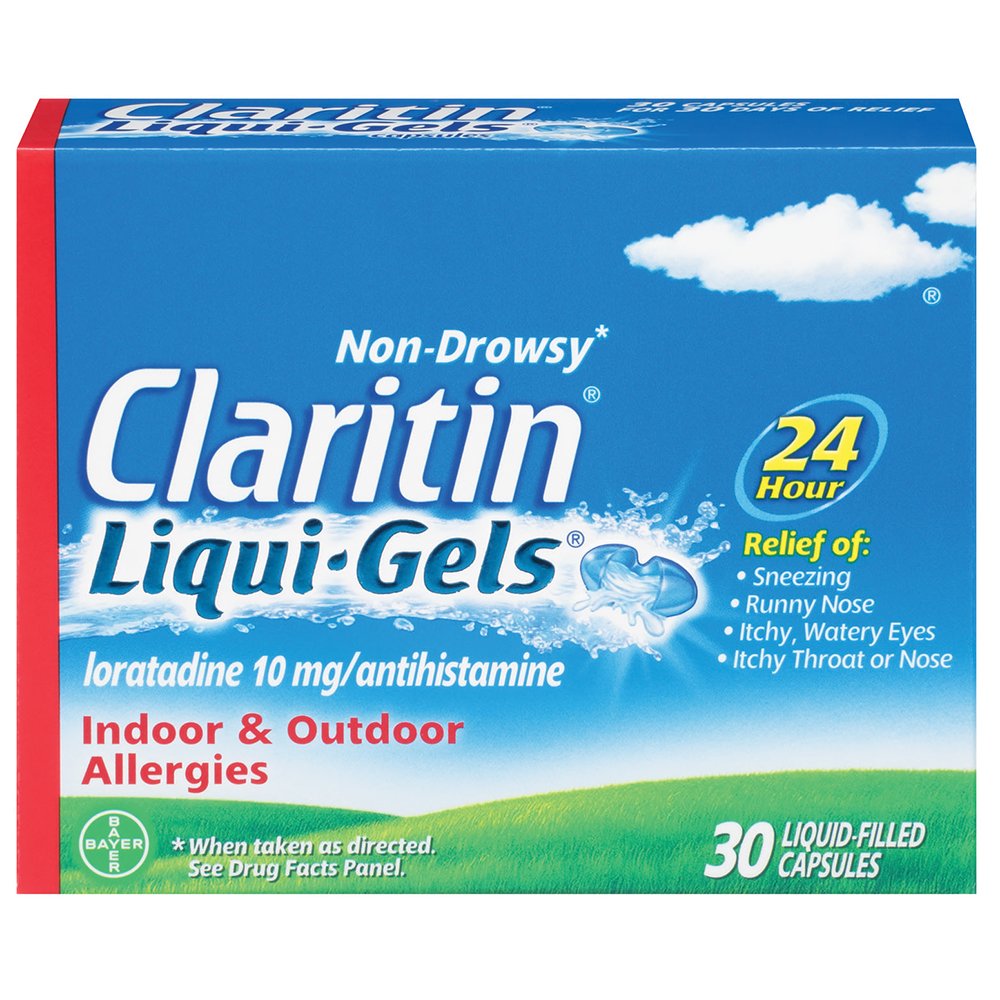 Claritin Liqui-Gels 24 시간 알레르기 완화, 비 심근 알레르기 의학, Loratadine 항히스타민 캡슐, 30 조사