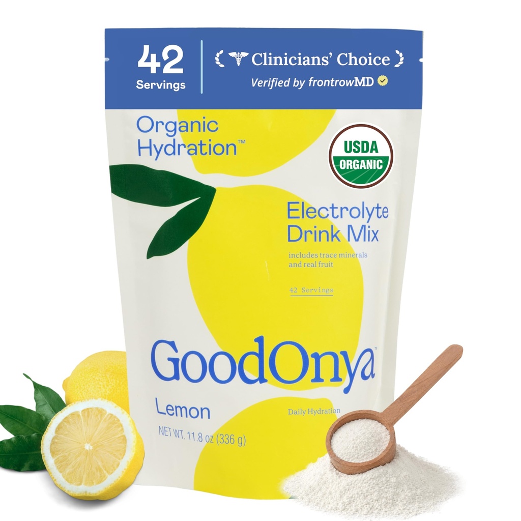 GoodONYA 유기 Hydration 전해질 음료 혼합, 증명된 유기 Hydration 분말, 비 GMO, Biochecked Glyphosate는, 낮은 설탕, 레몬 맛, 인공 풍미 없음, 42의 서빙을 해방합니다