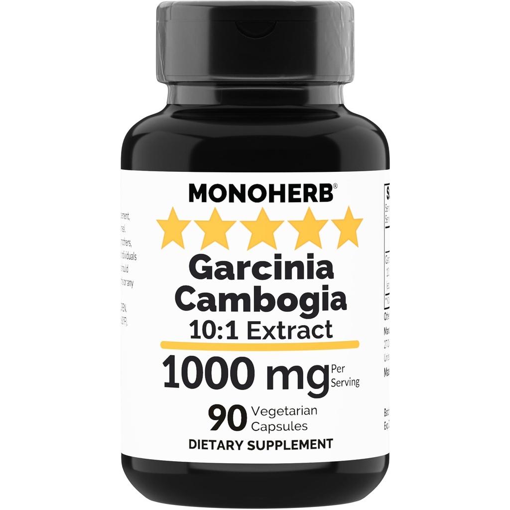 MONOHERB Garcinia Cambogia 1000 mg - 90 Veg 캡슐 - 높은 효능 10 : 1 추출물